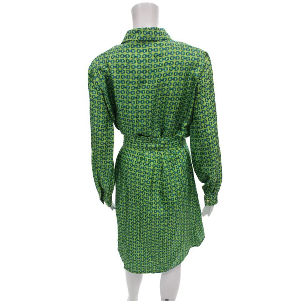 Skirtin Around Womens Shirt Dress Green Silk Long Sleeve Button Mini Size 12 - Picture 3 of 4
